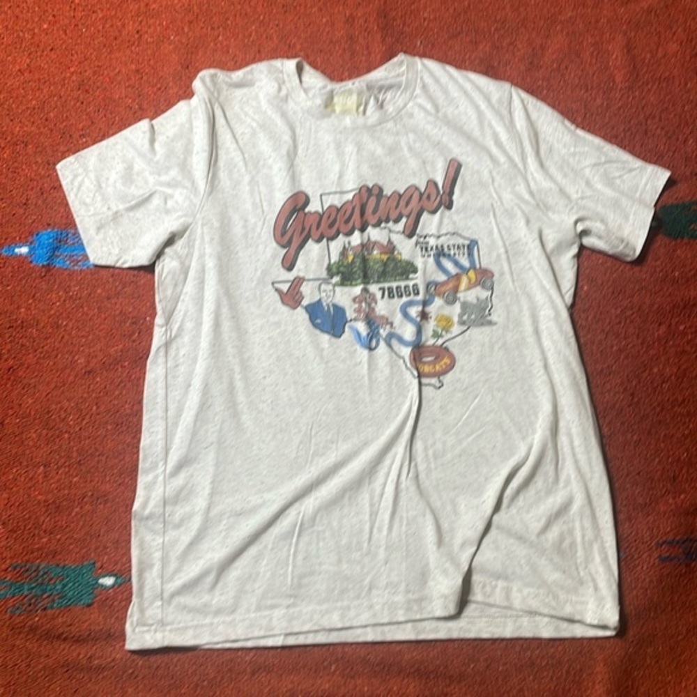 Barefoot Greetings from San Marcos Texas Unisex Size XL Speckled Light Grey‎